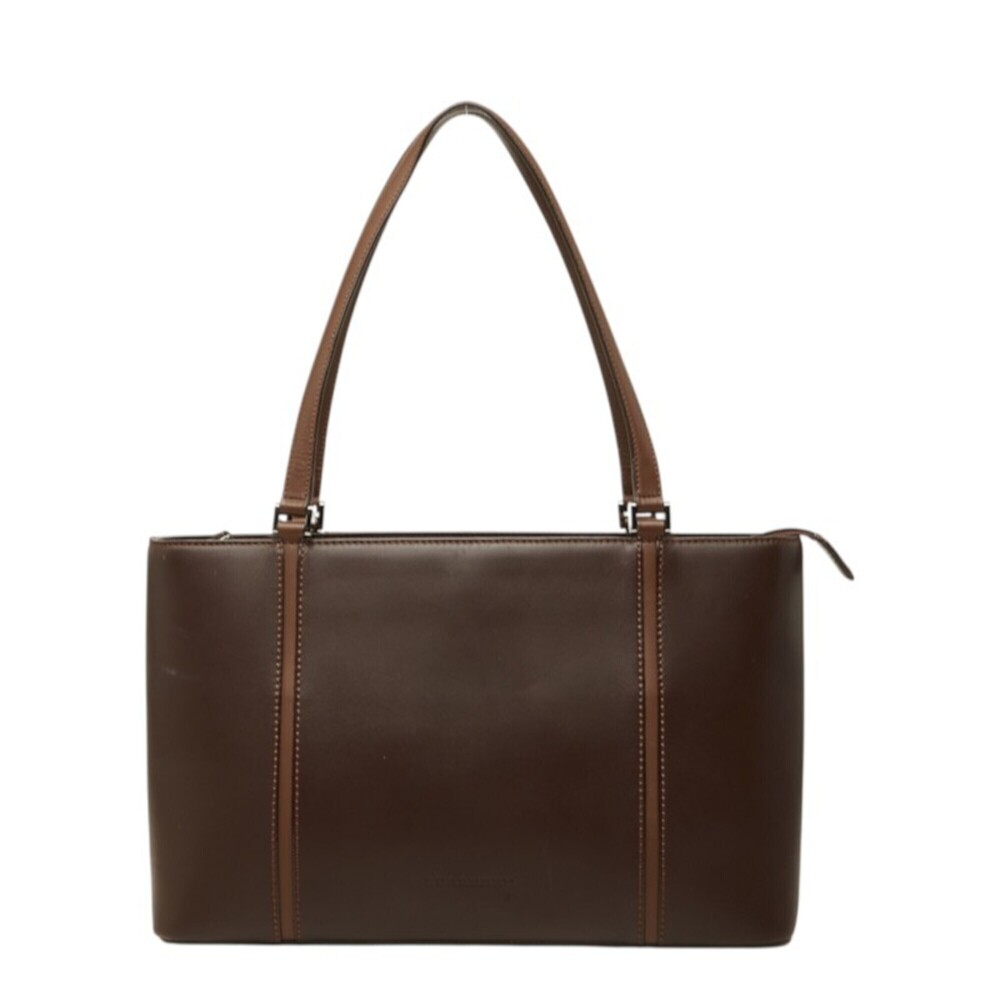 Burberry Nova Check Handbag Tote Bag Brown Leather Women's BURBERRY